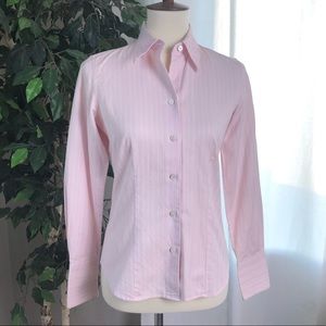 Ann Taylor 2 Shirt French Cuff Pink Striped Career
